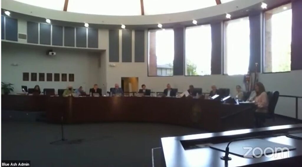 screen shot of City of Blue Ash Council Meeting on YouTube